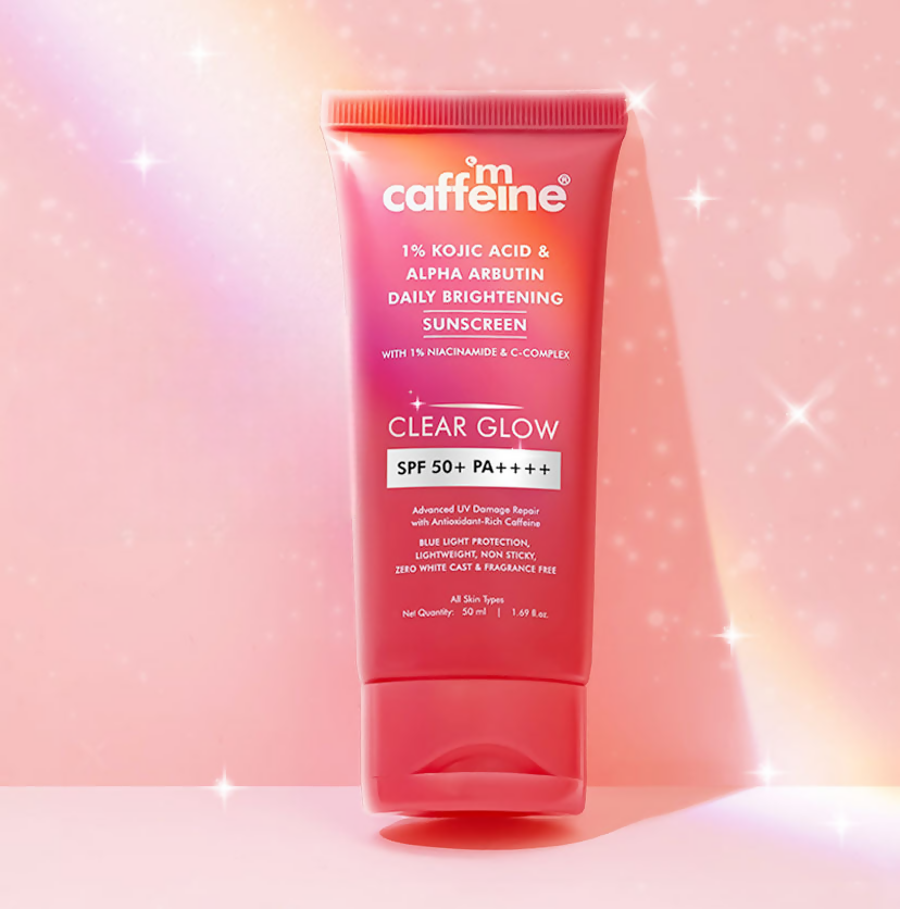 mCaffeine Clear Glow 1% Kojic Acid, Alpha Arbutin Daily Brightening Sunscreen | Grocsy