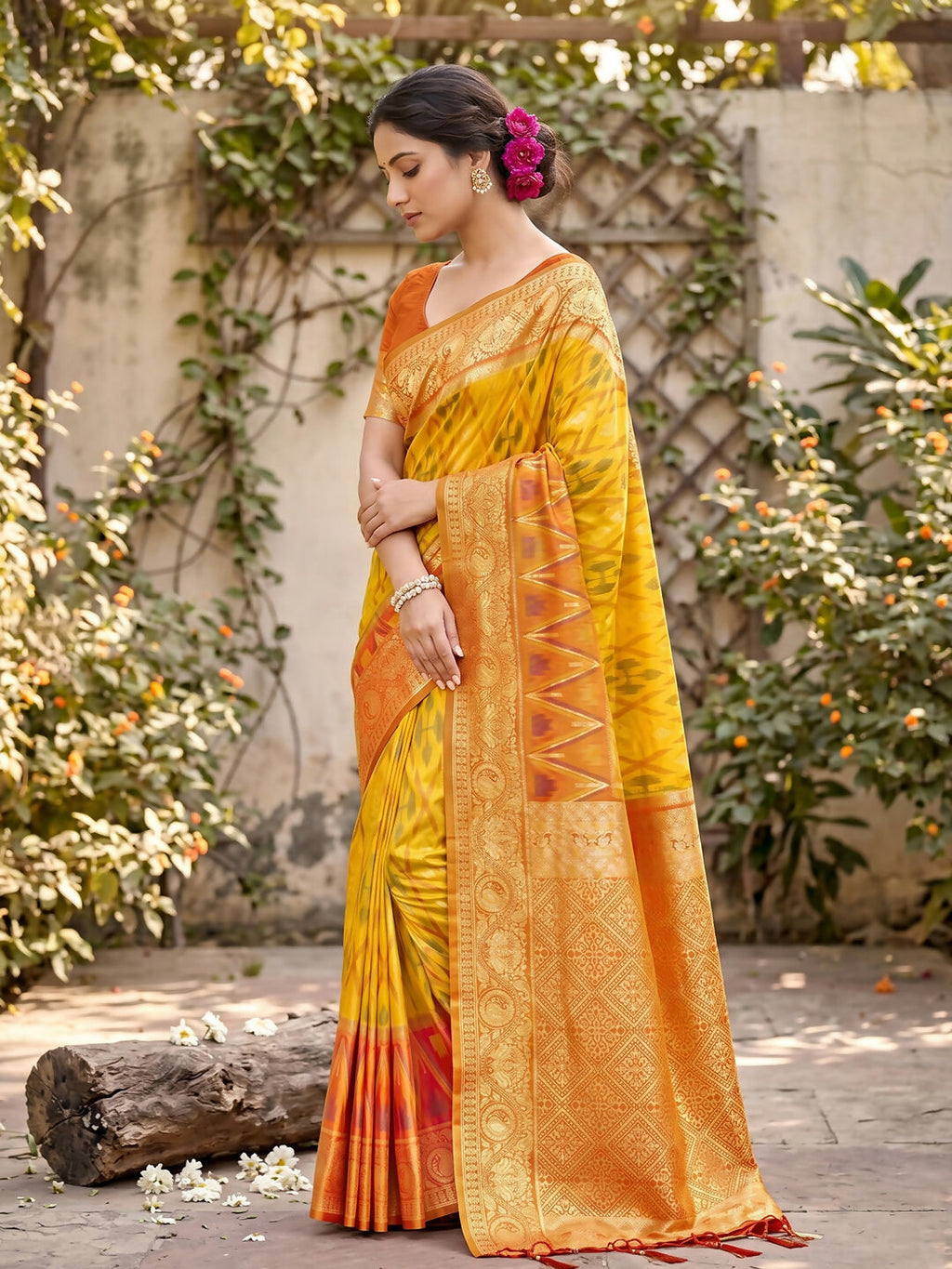 Shree Shyam Fashion Yellow Soft Silk Saree | Grocsy