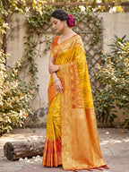Shree Shyam Fashion Yellow Soft Silk Saree | Grocsy