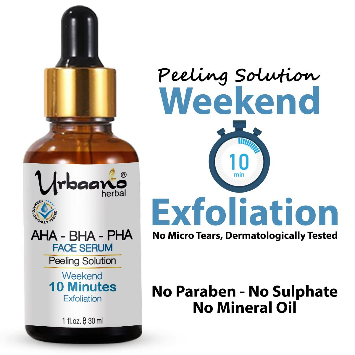 Urbaano Herbal 24% AHA+1% BHA+5% PHA 10 Minutes Serum | Grocsy