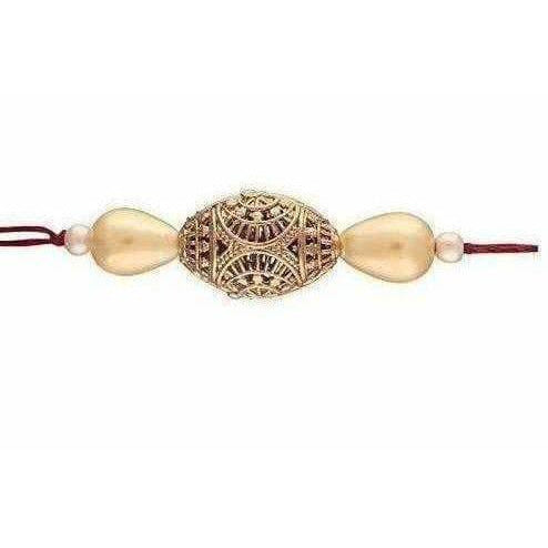Gold Beads Rakhi Gift for Brother | Grocsy