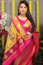 Jyoti Fashion Women's Magenta Banarasi Silk Zari Woven Saree with Blouse | Grocsy