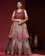 Maroon Organza Mirror With Coding Work Lehenga Choli with Dupatta - Tanya | Grocsy