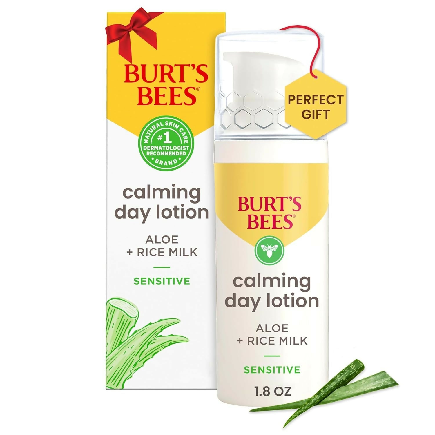 Burt's Bees Calming Day Lotion with Aloe + Rice Milk for Sensitive Skin | Grocsy