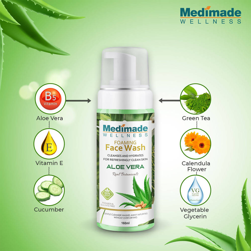 Medimade Wellness Foaming Face Wash With Aloe Vera | Grocsy
