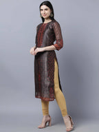 Myshka Women Multicoloured Ethnic Motifs Chanderi Silk Kurta | Grocsy