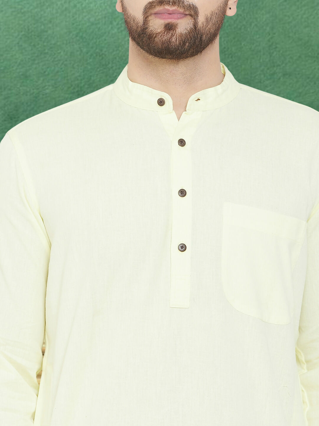 Even Apparels Men's Pure Cotton Yellow Kurta | Grocsy
