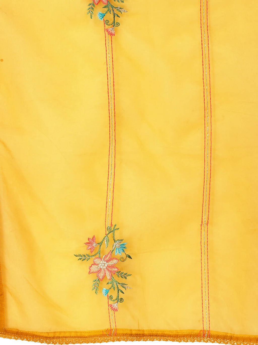 Mustard Embroidered Chinon Straight Kurta With Trouser & Dupatta - Salimar | Grocsy