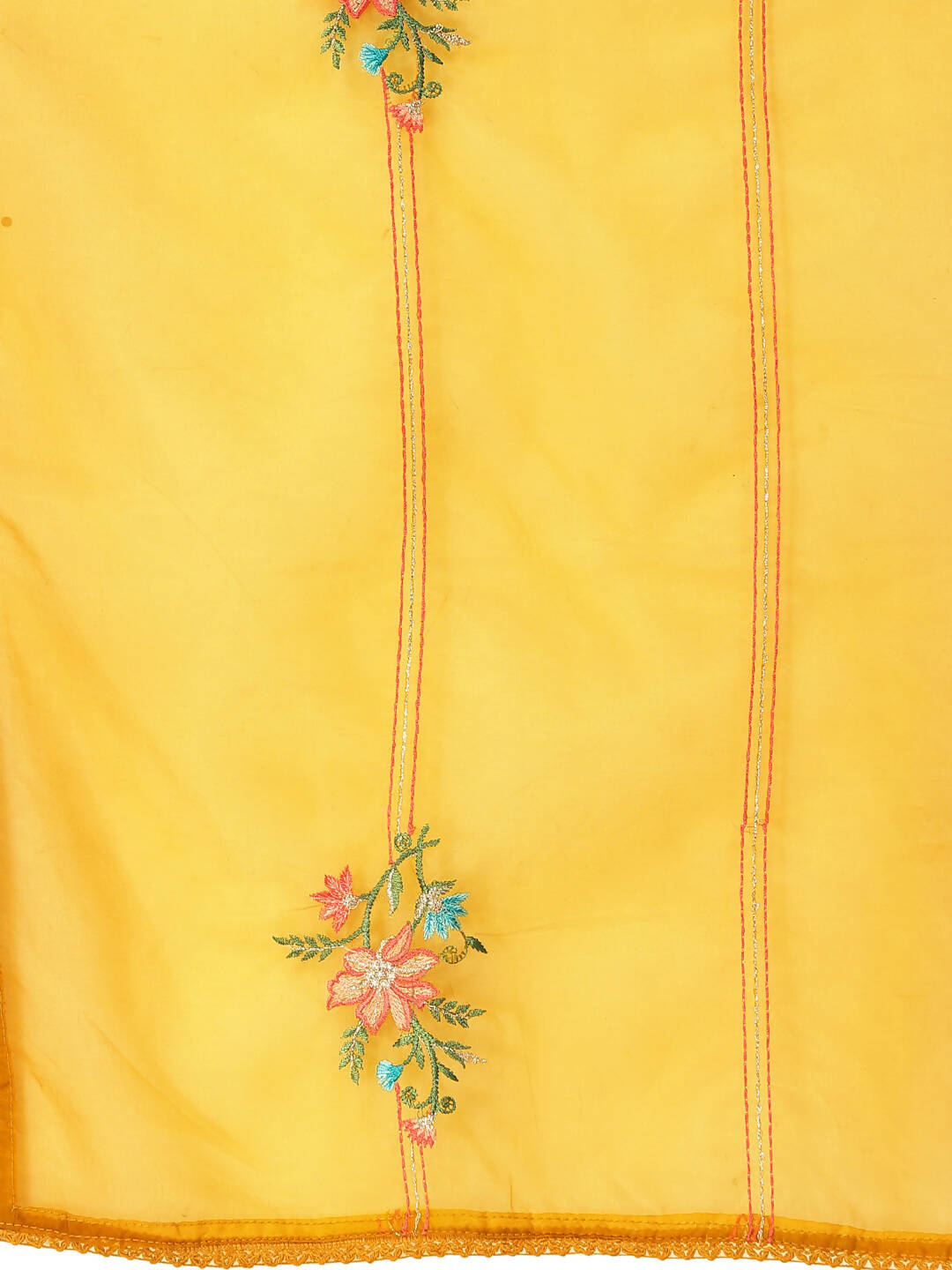 Mustard Embroidered Chinon Straight Kurta With Trouser & Dupatta - Salimar | Grocsy