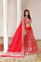 Joban Fashion Fuchsia Soft Pure Handloom Banarasi Silk Lehenga | Grocsy