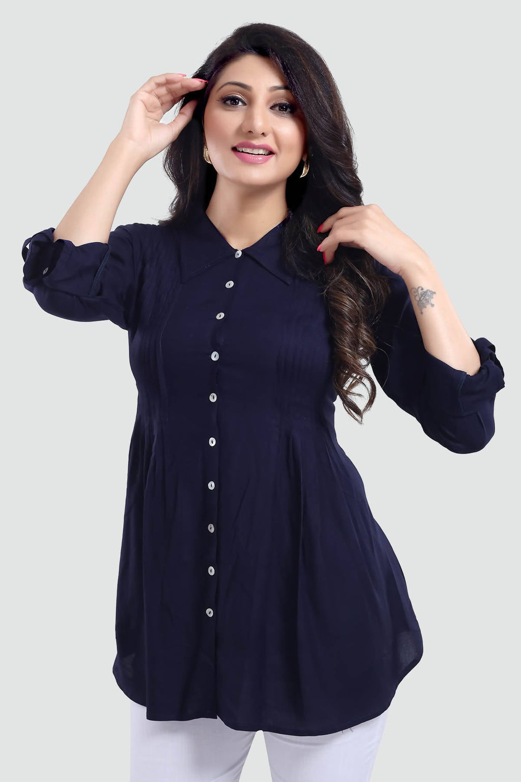 Snehal Creations Navy Blue Rayon Classy Tunic For Ultimate Look | Grocsy