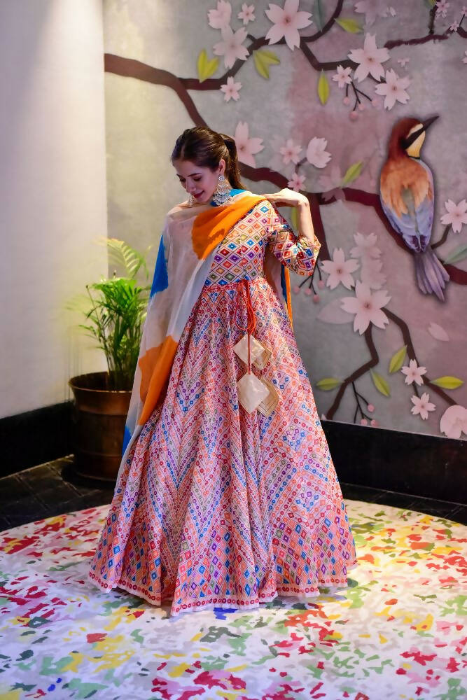 Partywear Designer Blue Pure Maslin Gown - Anbazaar | Grocsy