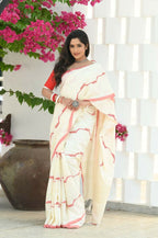 Beatitude Off White Cotton Handloom Saree | Grocsy
