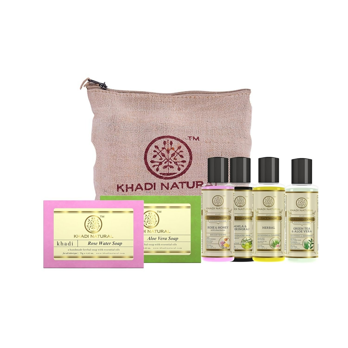 Khadi Natural Travel Kit Skincare & Haircare Essentials On-The-Go | Grocsy