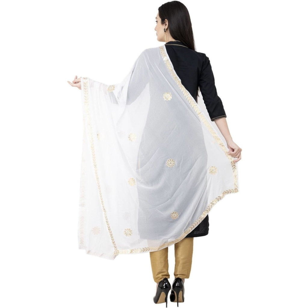 A R Silk Chiffon Gota Patti Fancy Dupatta White Color Dupatta or Chunni | Grocsy