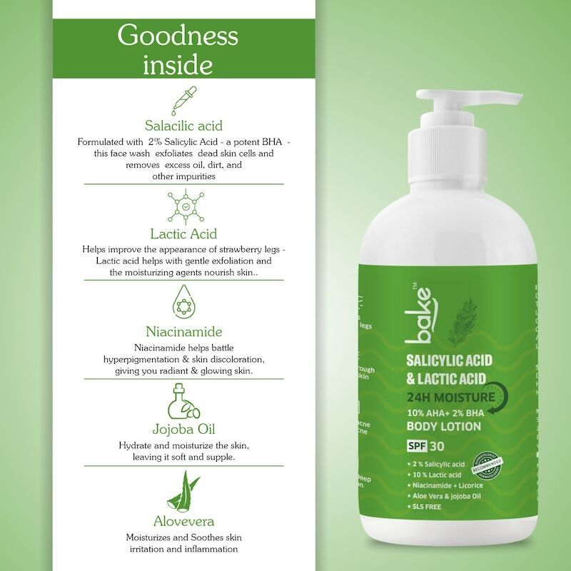 Bake 10% AHA + 2% BHA Body Lotion SPF 30 | Grocsy