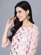 Myshka Women Pink Floral Printed Gotta Patti Georgette Kurta | Grocsy