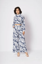 Blue Crepe Digital Printed Top With Matching Trouser - Shivani | Grocsy