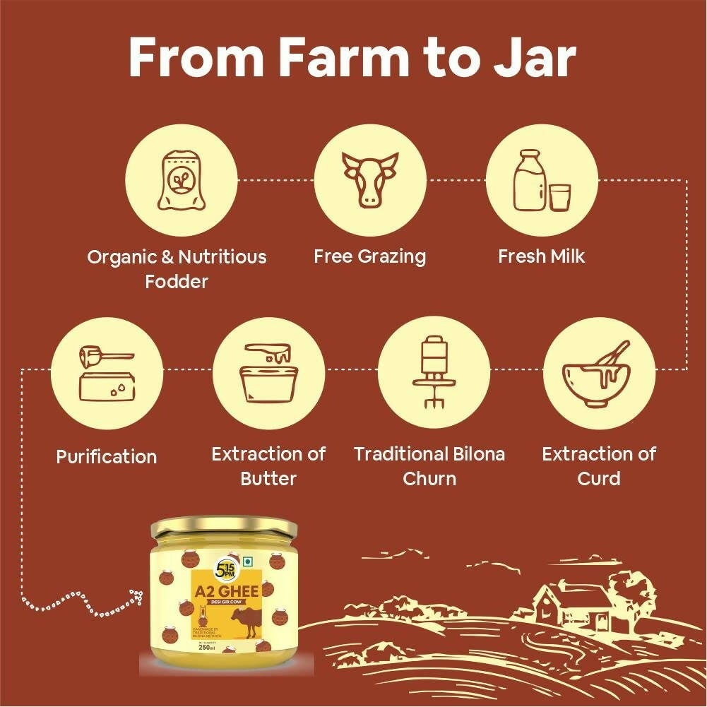 5:15PM A2 Ghee Organic | Traditional Vedic Bilona Method Ghee | Desi A2 Gir Cow Ghee | Grocsy