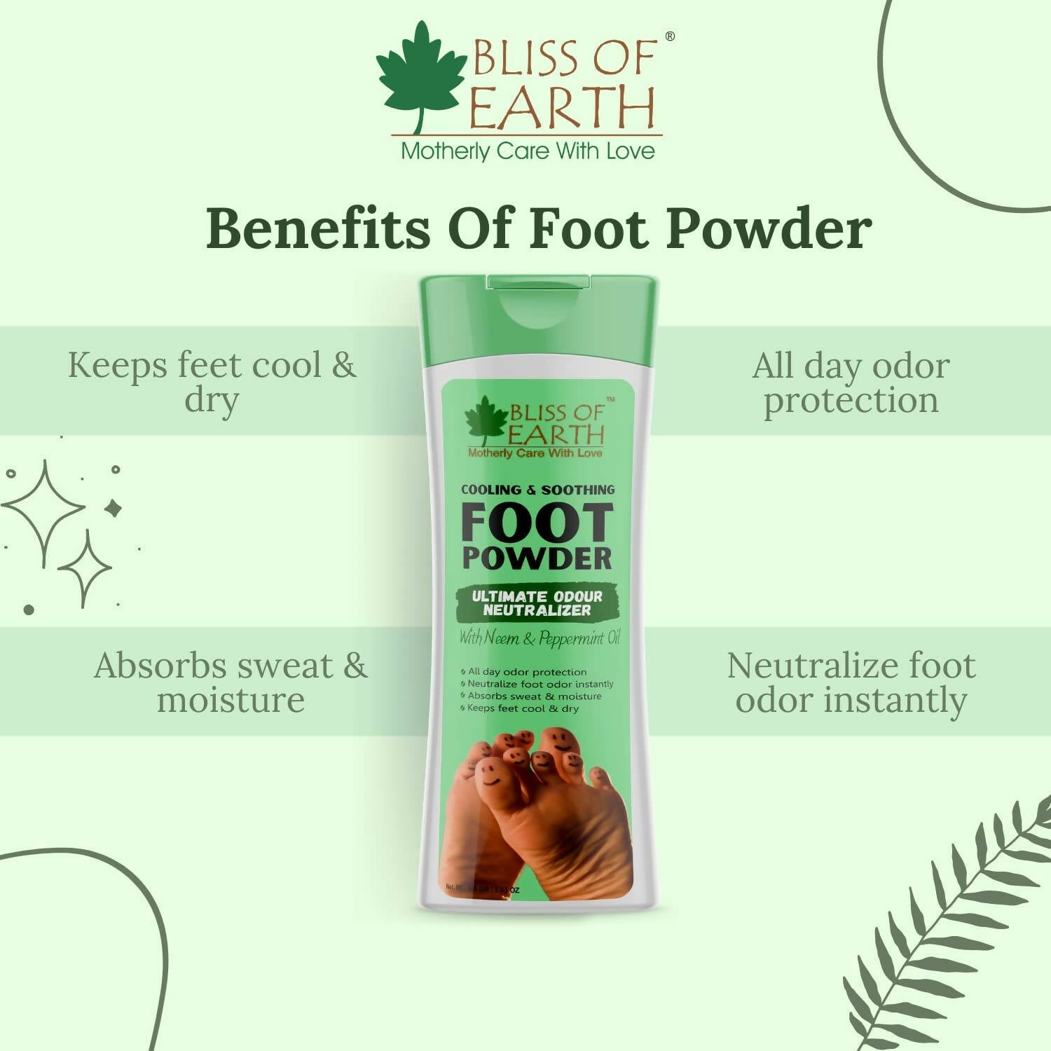 Bliss of Earth Foot Odour Remover Powder | Grocsy