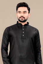 Neera Trendz Black Cotton Blend Lining Work Men's Kurta With Pyjama | Grocsy