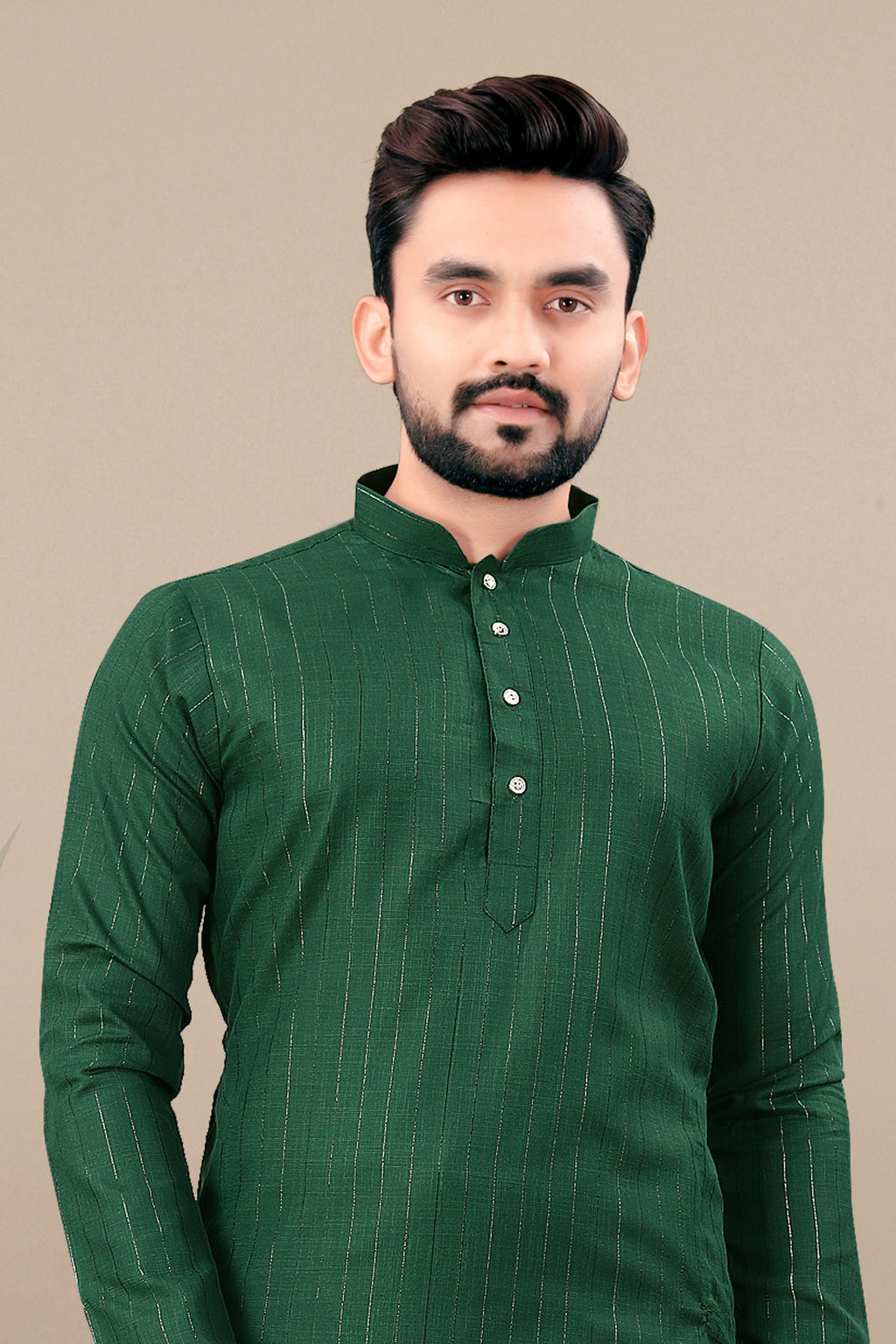 Neera Trendz Green Cotton Blend Lining Work Men's Kurta With Pyjama | Grocsy