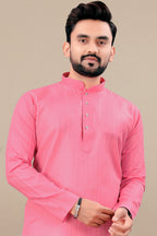 Neera Trendz Pink Cotton Blend Lining Work Men's Kurta With Pyjama | Grocsy