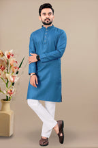 Neera Trendz Rama Cotton Blend Lining Work Men's Kurta With Pyjama | Grocsy