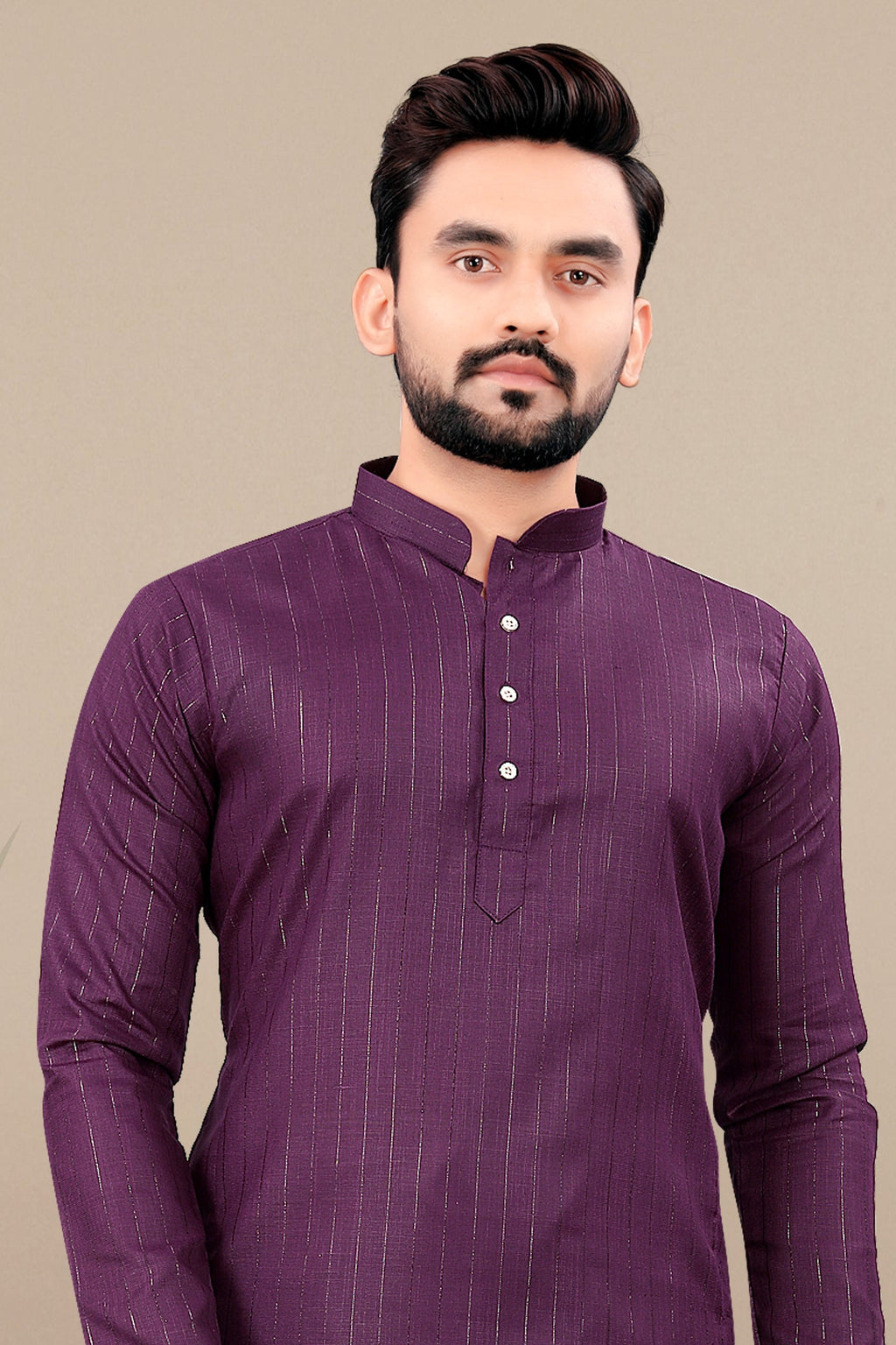 Neera Trendz Wine Cotton Blend Lining Work Men's Kurta With Pyjama | Grocsy