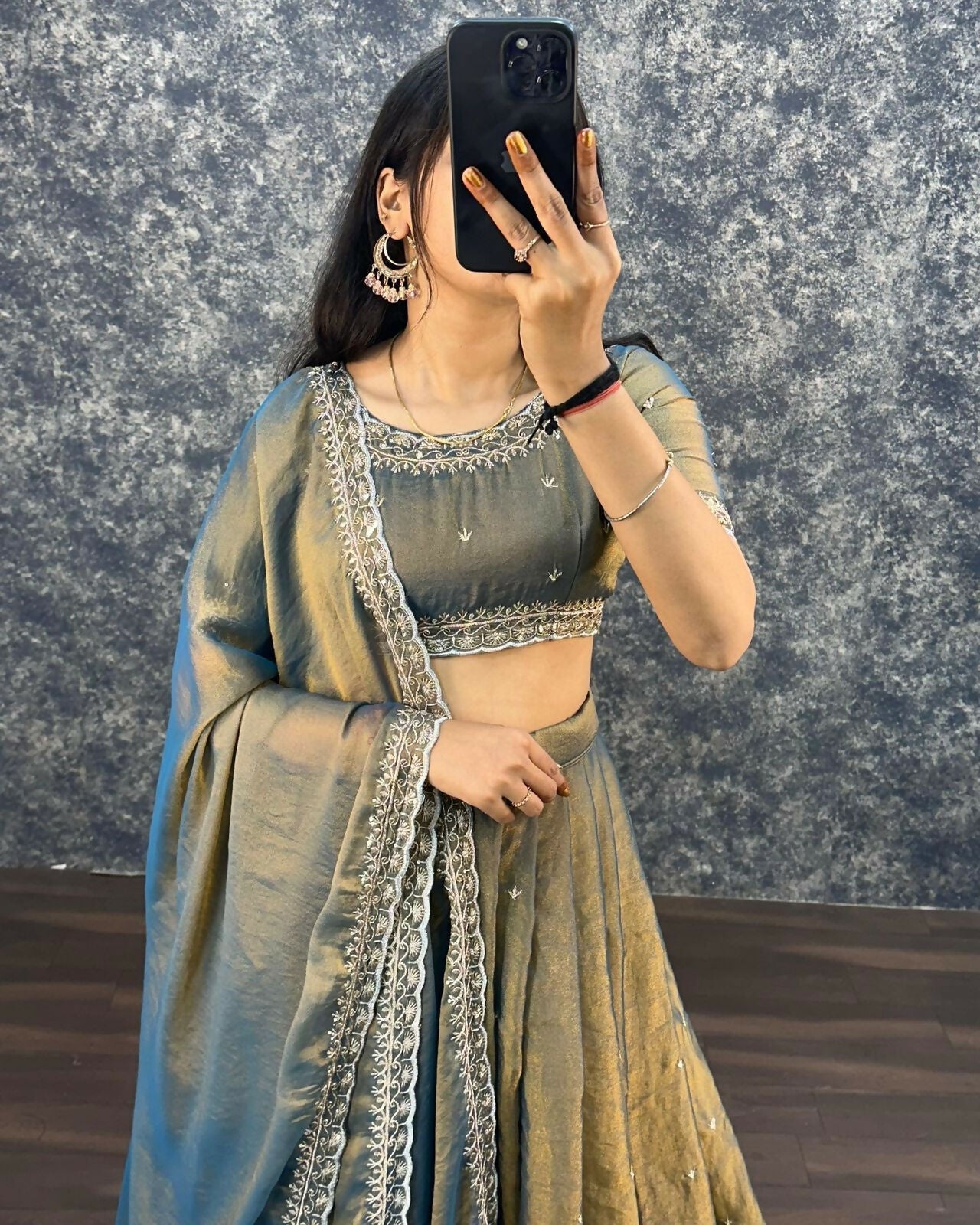 Teeya Creation Womens New Trendy Radiant Teal Hand-Embroidered Silk Lehenga Choli Set | Grocsy