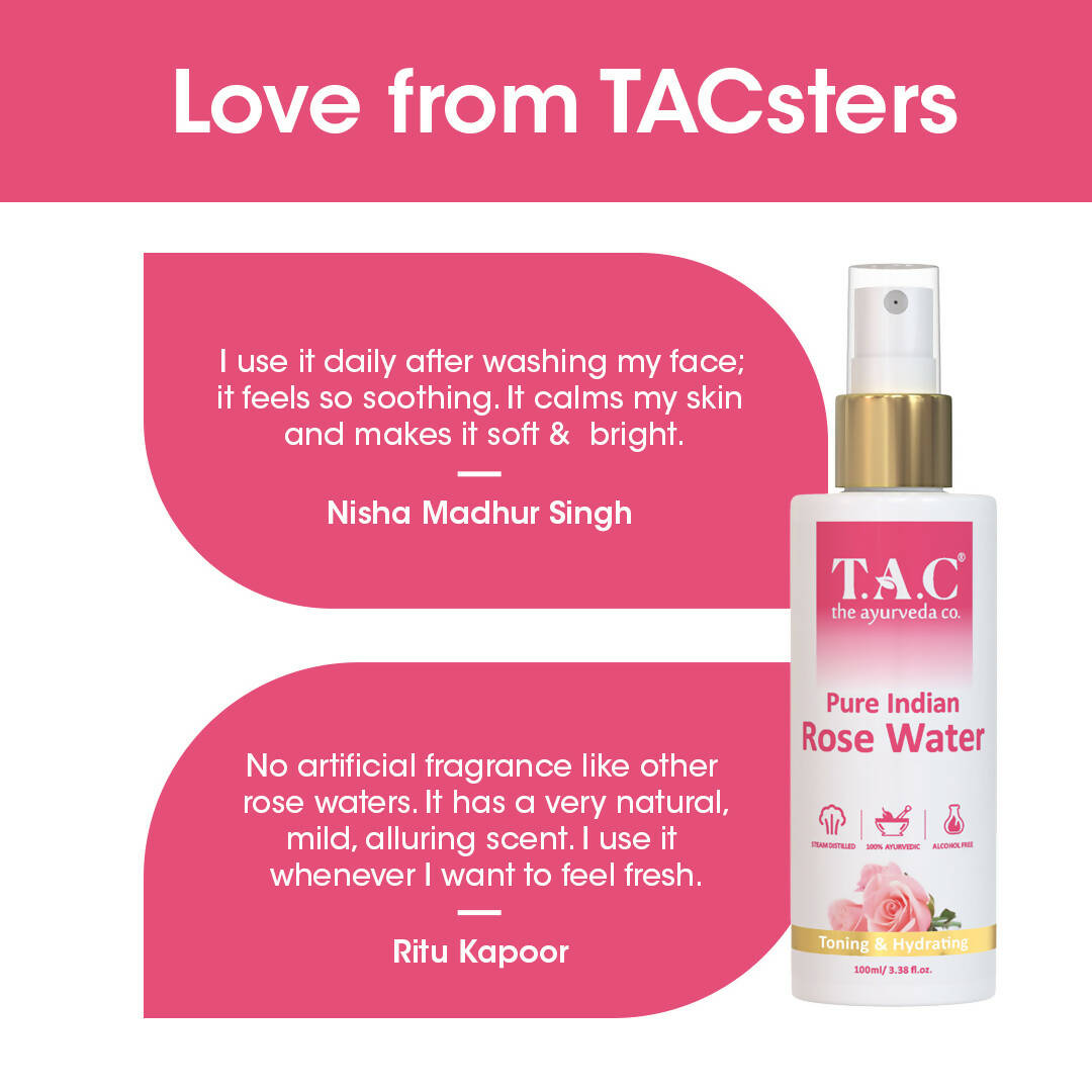 TAC - The Ayurveda Co. Pure Indian Rose Water For Toning & Hydration for Women & Men | Grocsy