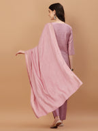 Embroidered Kurta With Pant And Dupatta Set, Multicolor - Hiral Fashion | Grocsy