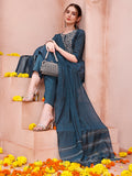 Hand Embroidered Kurta With Pant And Dupatta Set, Multicolor - Hiral Fashion | Grocsy