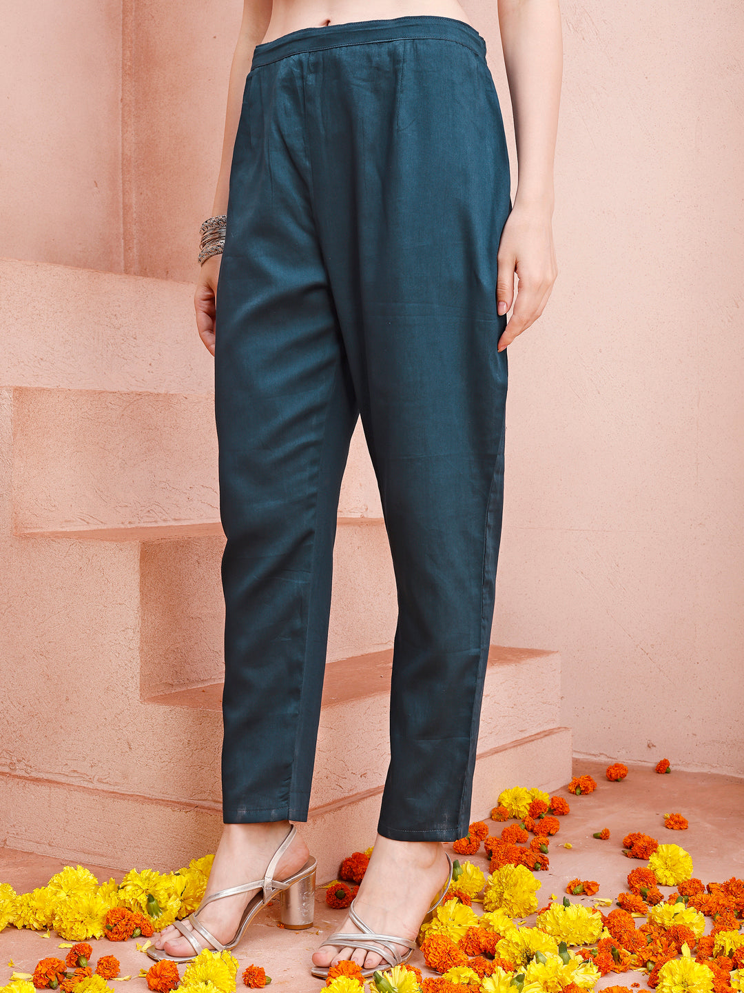 Hand Embroidered Kurta With Pant And Dupatta Set, Multicolor - Hiral Fashion | Grocsy