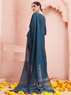 Hand Embroidered Kurta With Pant And Dupatta Set, Multicolor - Hiral Fashion | Grocsy