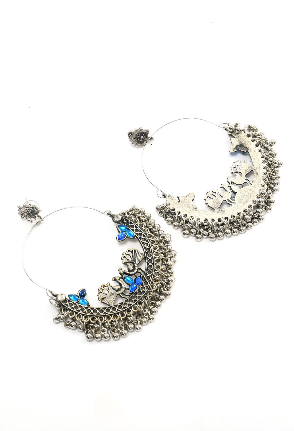 Mominos Fashion Johar Kamal Peacock Design Chandbali Earrings For Women