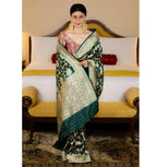 DEIANA'S Beautiful Designer Golden zari Soft Lichi Silk Saree - Green | Grocsy
