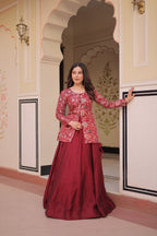 Prazu Fashion Maroon Vichitra Silk Lehenga With Blouse | Grocsy