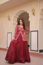 Prazu Fashion Maroon Vichitra Silk Lehenga With Blouse | Grocsy