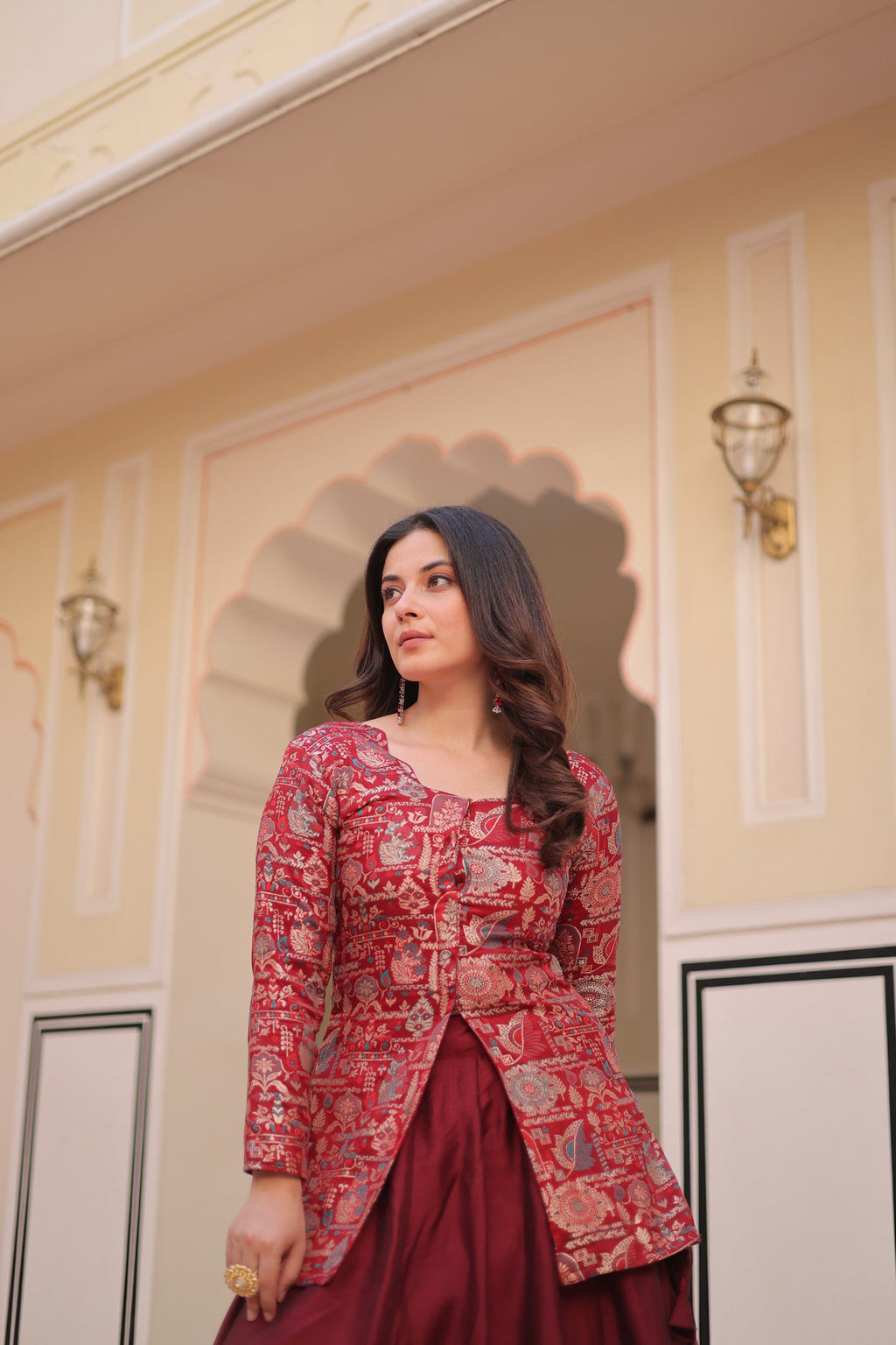 Prazu Fashion Maroon Vichitra Silk Lehenga With Blouse | Grocsy