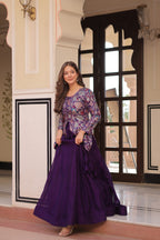 Prazu Fashion Violet Vichitra Silk Lehenga With Blouse | Grocsy