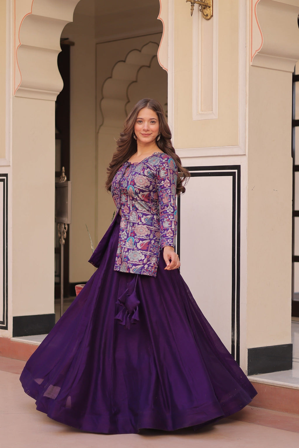 Prazu Fashion Violet Vichitra Silk Lehenga With Blouse | Grocsy