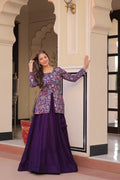 Prazu Fashion Violet Vichitra Silk Lehenga With Blouse | Grocsy
