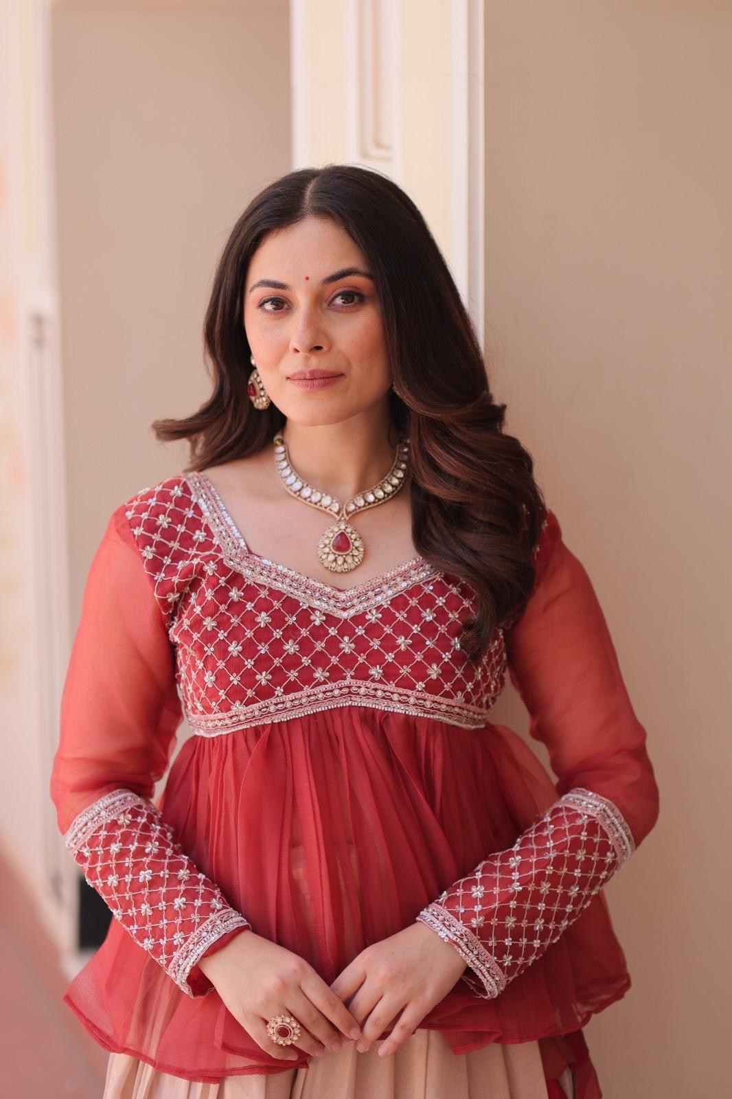 Prazu Fashion Gajri Chiffon With Beads Embroidered Work Lehenga | Grocsy