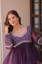 Prazu Fashion Purple Chiffon With Beads Embroidered Work Lehenga | Grocsy
