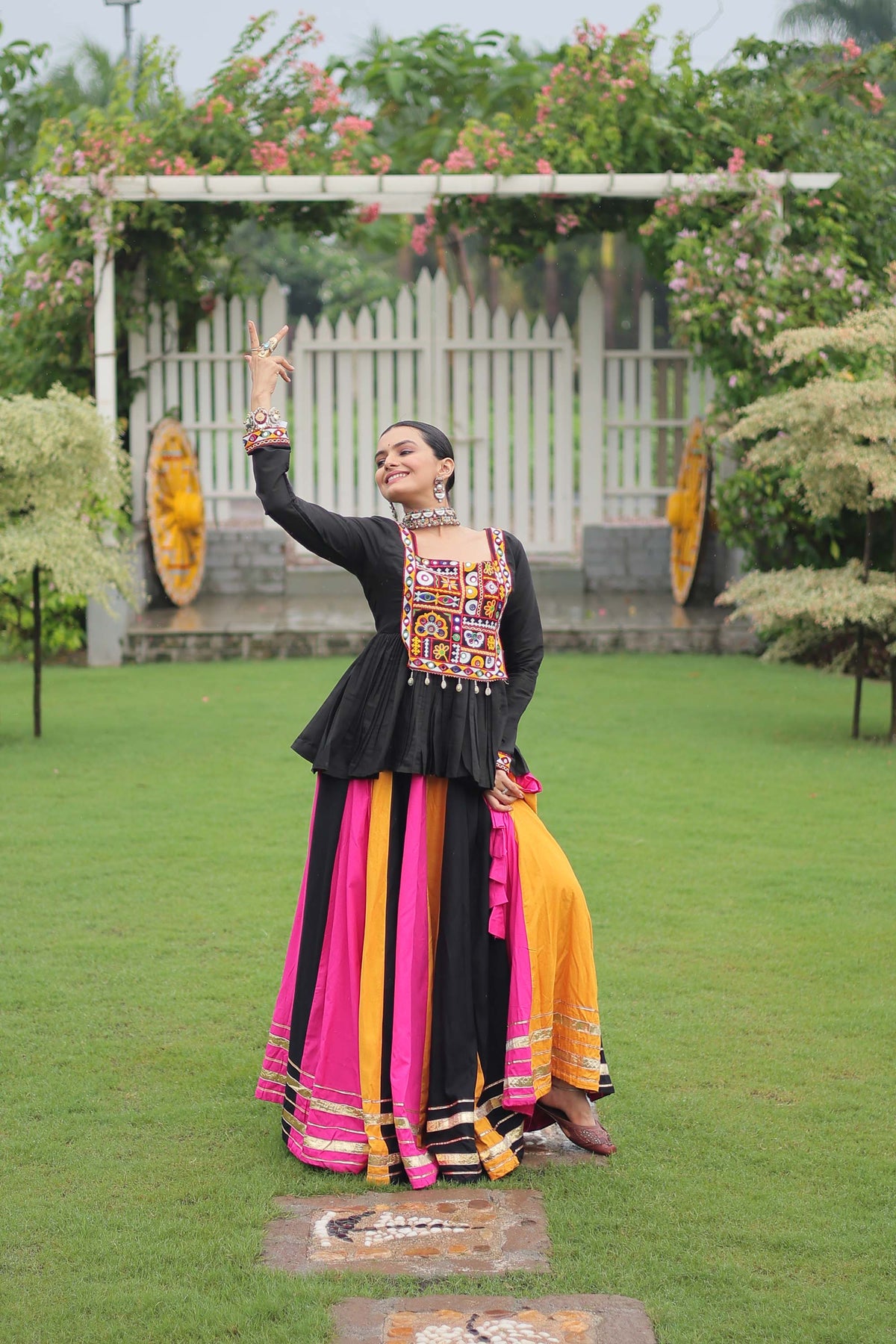 Lorenvalley Fashion Multicolor Rayon with Attractive Gota-Patti Lace Lehenga Choli | Grocsy