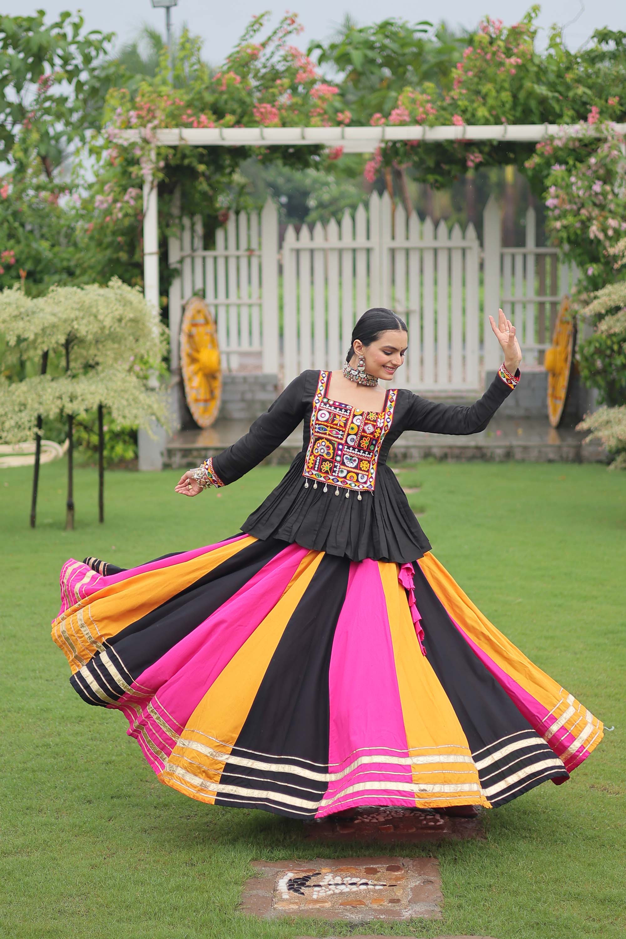 Lorenvalley Fashion Multicolor Rayon with Attractive Gota-Patti Lace Lehenga Choli | Grocsy