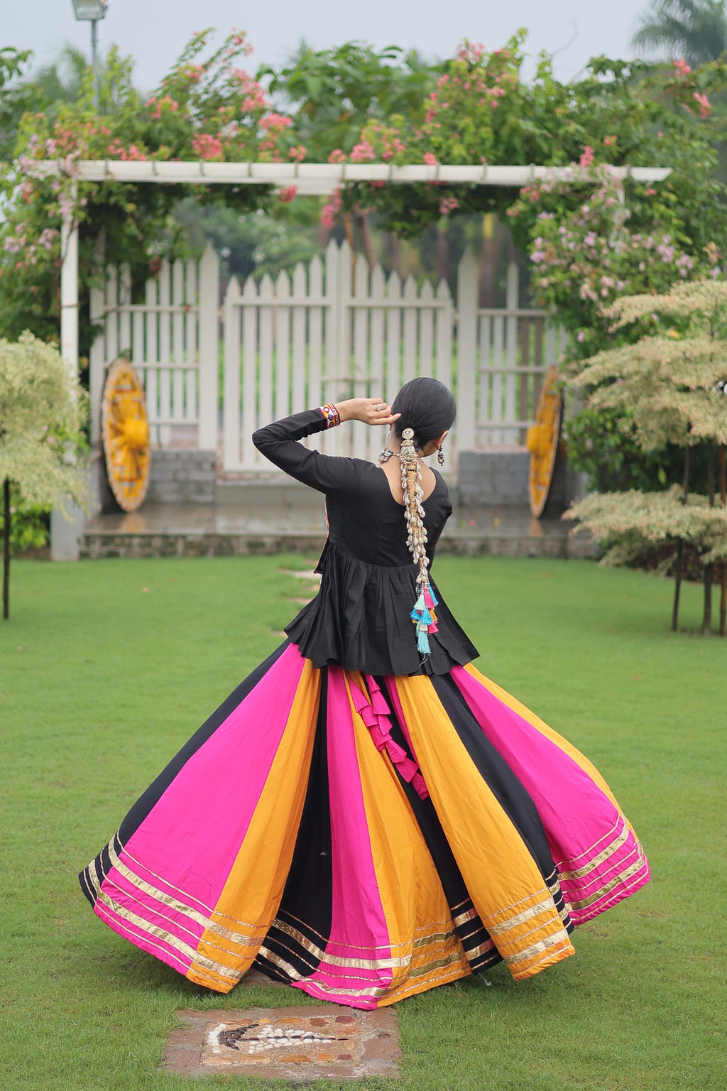 Lorenvalley Fashion Multicolor Rayon with Attractive Gota-Patti Lace Lehenga Choli | Grocsy