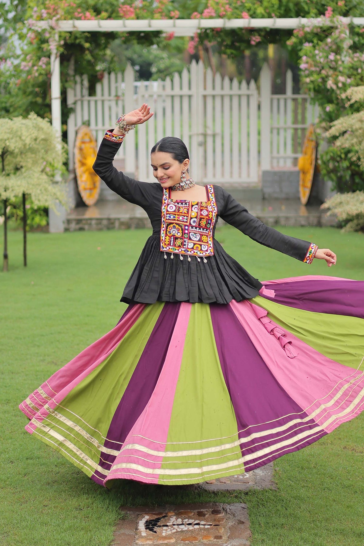 Lorenvalley Fashion Multicolor Rayon with Attractive Gota-Patti Lace Lehenga Choli | Grocsy