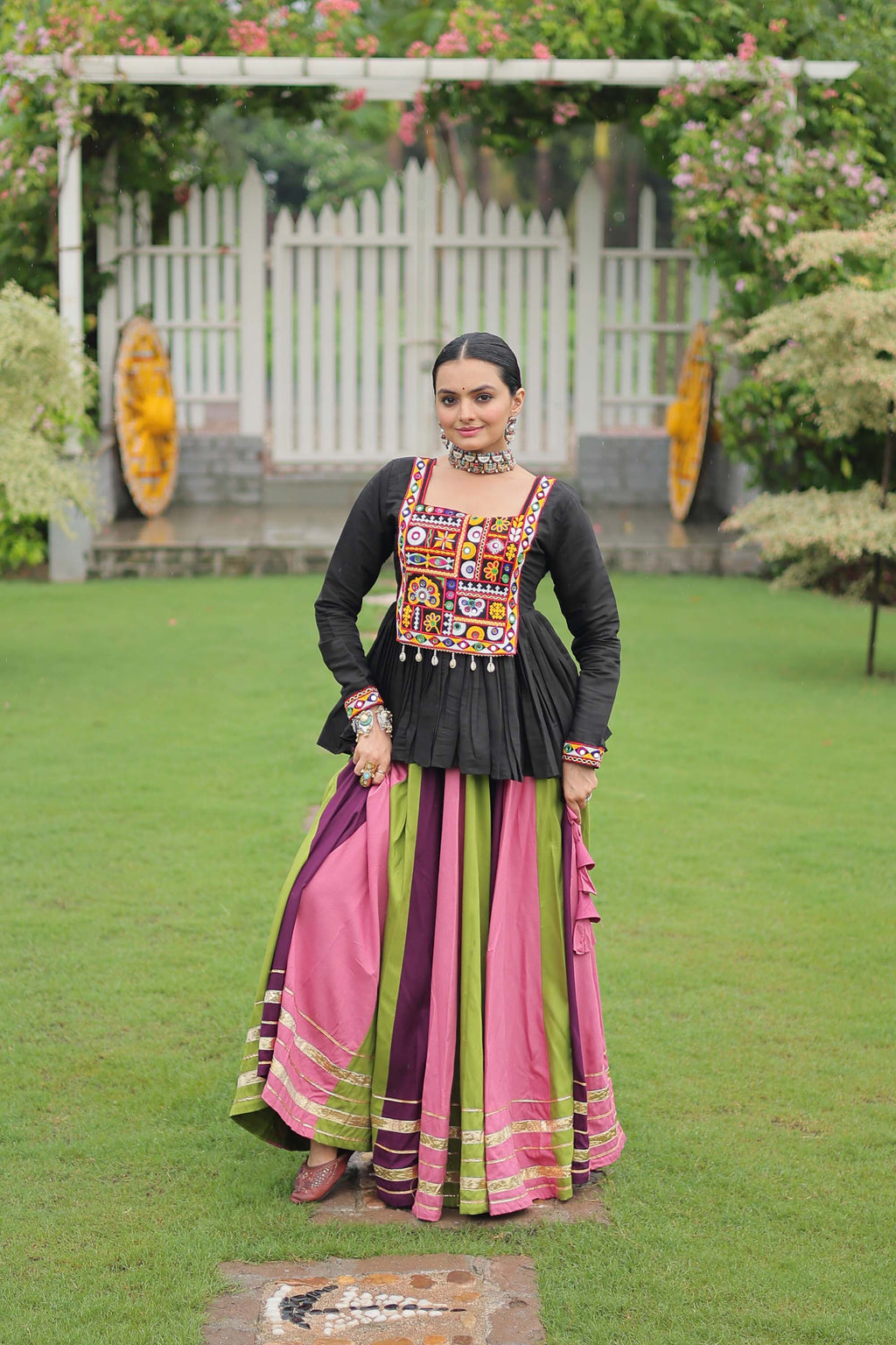 Lorenvalley Fashion Multicolor Rayon with Attractive Gota-Patti Lace Lehenga Choli | Grocsy